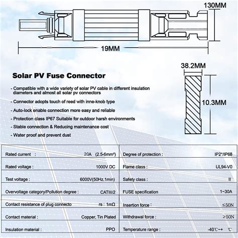 Buy Leehitech 20A Solar Fuse Holder Inline with Male and Female ...