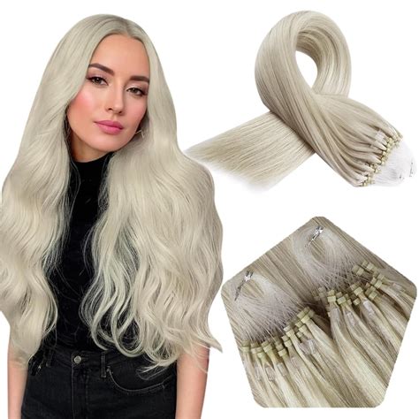 Amazon.com : Full Shine Blonde Microlink Human Hair Extensions Color ...