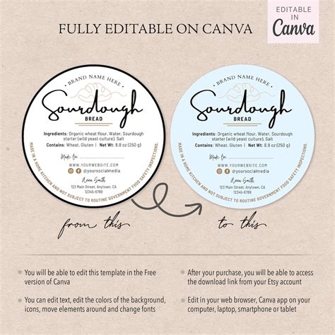 Buy Sourdough Bread Cottage Food Label | Home Baked Goods Label ...