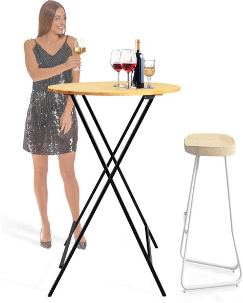 Amazon.com: 45" H Cocktail Table Wooden 32" L Bar Height Folding Table ...