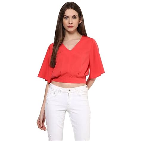 Harpa V Neck Crop Top : Amazon.in: Clothing & Accessories