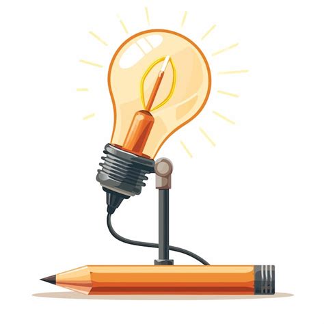 Education_concept_lamp_pencil_cartoon_style | Premium AI-generated vector