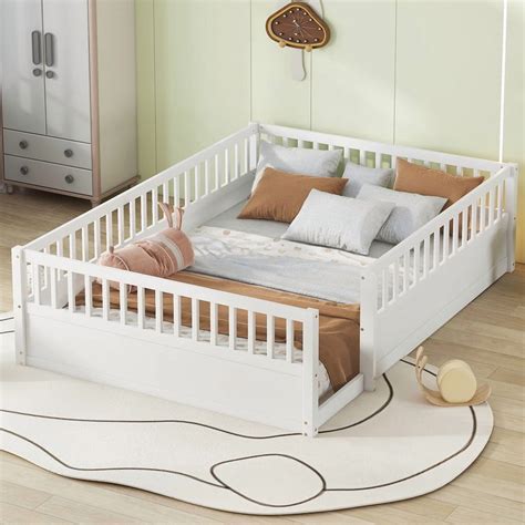 Bellemave Queen Size Floor Bed, Queen Montessori Bed Frame with High ...