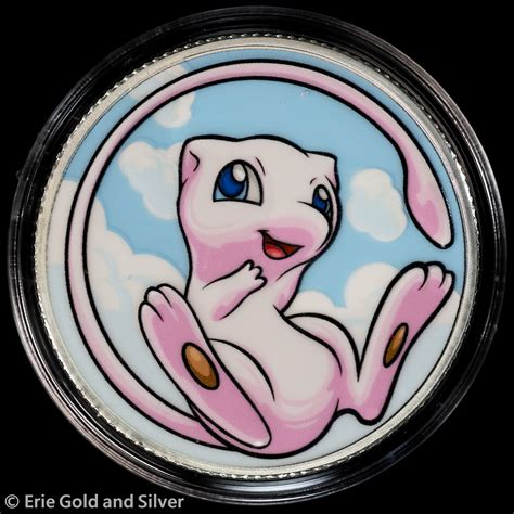 Erie Gold And Silver | 2024 Pokemon Mew Enameled 1 oz Fine Silver Art Round