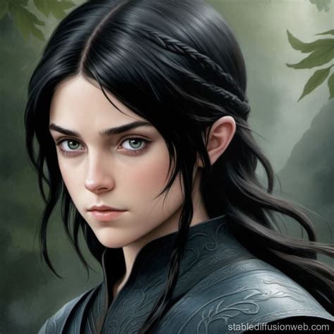 Image of Arya from Eragon Books with Black Hair | Stable Diffusion Online