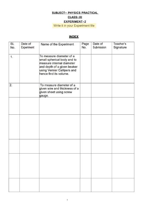 PHYSICS PRACTICAL XI: EXPT-2 - Measurement of Wire & Sheet Thickness ...
