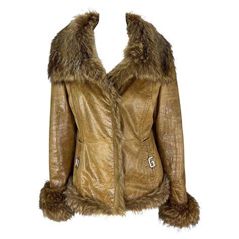 2000s Dolce and Gabbana Logo Buckle Brown Distressed Patent Leather Fur ...