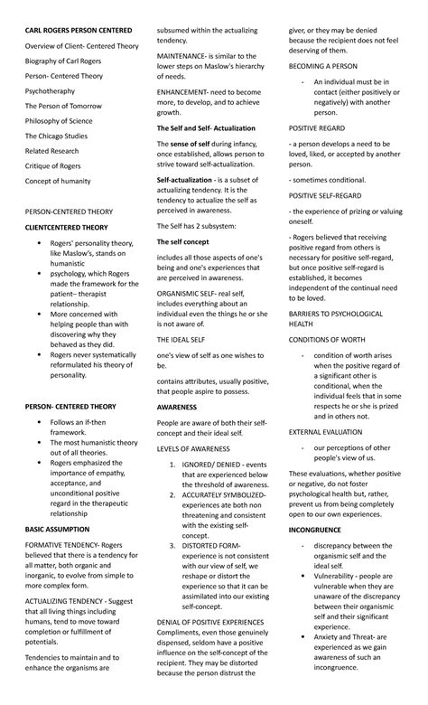 CARL Rogers Person Centered - CARL ROGERS PERSON CENTERED Overview of Client- Centered Theory ...