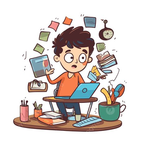 Busy Student Cartoon