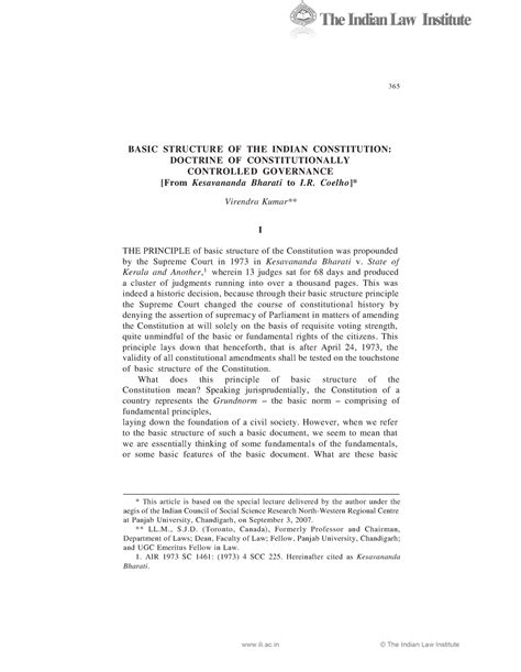 007 Basic structure of the Indian Constitution Doctrine of ...