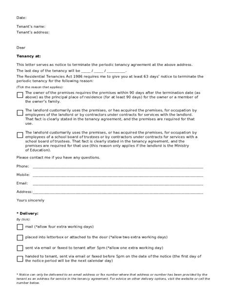 New Zealand Tenancy Termination Notice - Blank Fillable Template | Fill ...