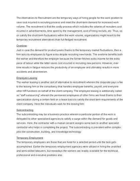 Alternative Method of Recruitment - The Alternatives to Recruitment are the temporary ways of ...
