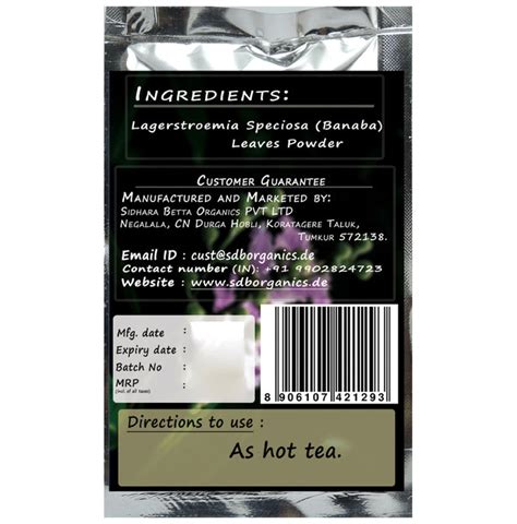 Sidhara Betta Herbals Lagerstroemia Speciosa (Banaba) Leaves Powder ...