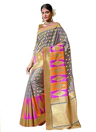 Buy Sangam Prints Women's Cotton Handloom Jacquard Work Saree with ...
