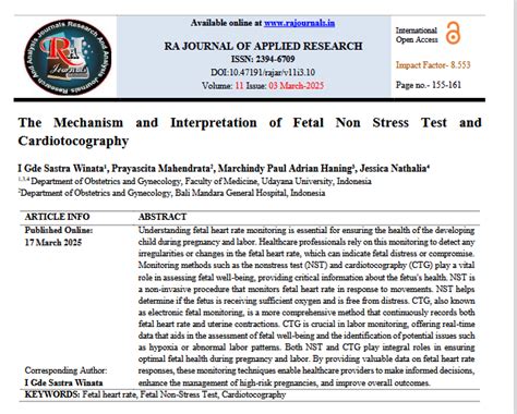 The Mechanism and Interpretation of Fetal Non Stress Test and ...