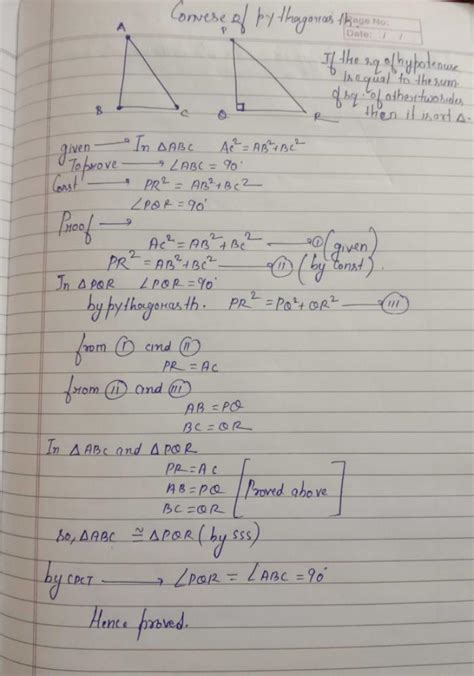 State and prove converse of Pythagoras theorem.? | EduRev Class 10 Question