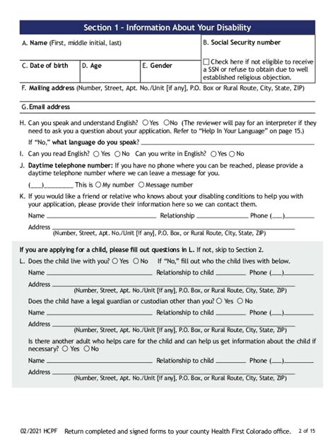 2021-2026 Form CO Medicaid Disability Application Instructions - Blank ...