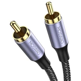 MOSWAG RCA Coaxial Audio Cable RCA-RCA Male Coaxial 24K Plated Nylon ...