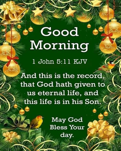 Gold Ornaments Good Morning Quote Via 1 John 5:11 Pictures, Photos, and ...