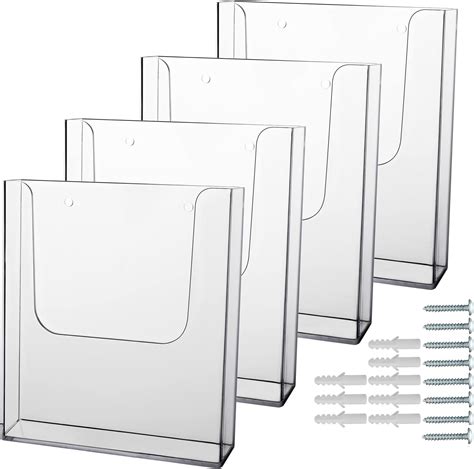 zavekia Lot de 4 supports muraux en acrylique pour brochures de 20,3 x ...