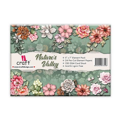 Nature’s Valley | 24 Pre-Cut Floral Element Sheets for Envelope & Paper ...