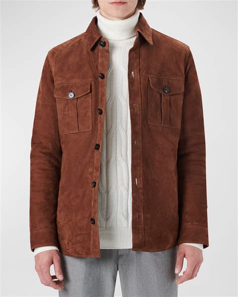 Canali Men's Suede Shirt Jacket | Neiman Marcus