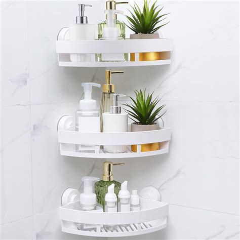 Amazon.com: Kigley 3 Pcs Corner Shower Caddy Suction Cup No Drilling ...