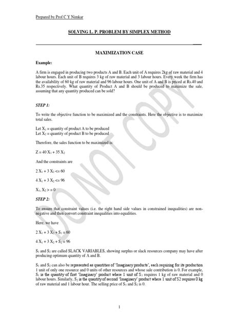 Image result for LP Maximization Problem Example Simplex