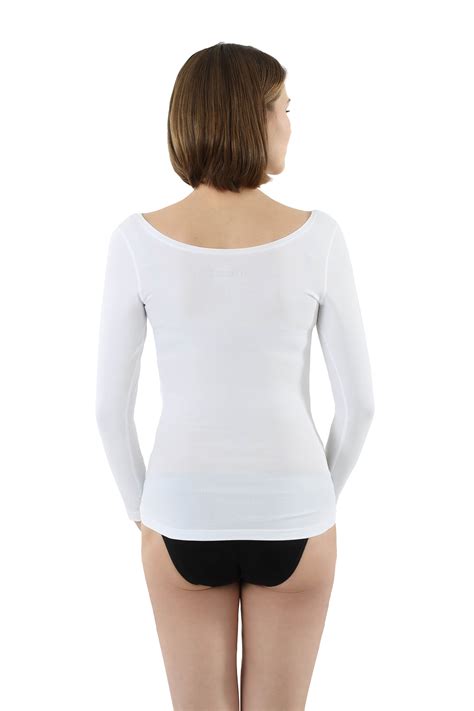 ALBERT KREUZ | Women's long sleeve undershirt with deep scoop neck ...