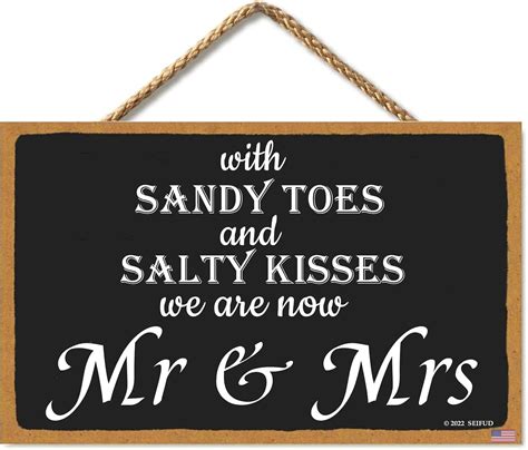 Amazon.com: SEIFUD With Sandy Toes .. Mr & Mrs - Wooden Sign Beach Wedding/Married Sign 11 X 6 ...