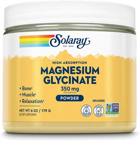 Amazon.com: SOLARAY Magnesium Glycinate Powder 350 mg - Unflavored ...