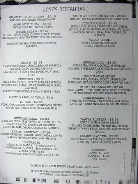 Jose Pepper's Mexican Restaurant Belton Menu at Kristin Knight blog