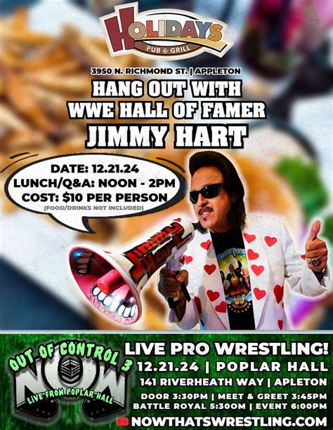 Hang Out With Jimmy Hart, Holidays Pub & Grill- Appleton, 21 December ...