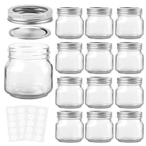 Buy KAMOTA Mason Jars 8 oz with Regular Lids and Bands, Ideal for Jam ...
