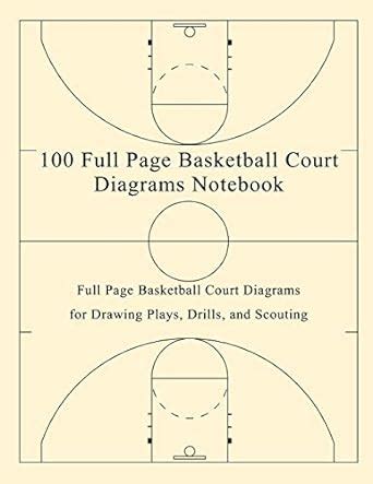100 Full Page Basketball Court Diagrams Notebook: Full Page Basketball ...