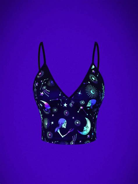 StreetHx Streetwear Women Glow In The Dark Skull Print Cami Tank Top ...