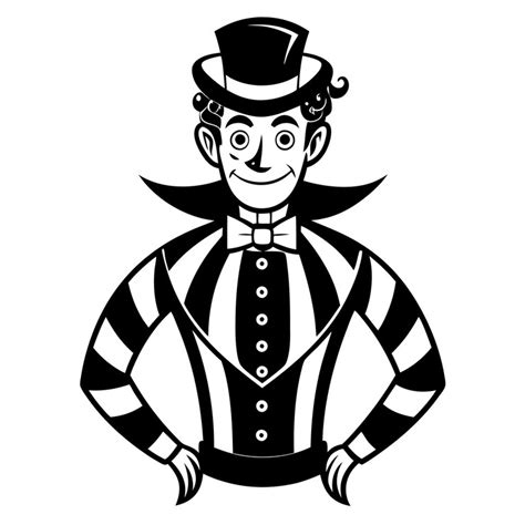 Retro circus performer with top hat and striped outfit illustration ...