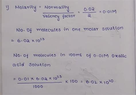 Calculate the number of molecules of oxalic acid in 100ml of 0.2 n ...