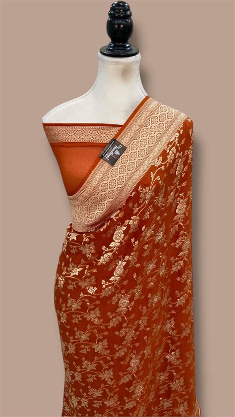 Pure Khaddi Georgette Handloom Banarasi Saree - Water Zari — The Handlooms