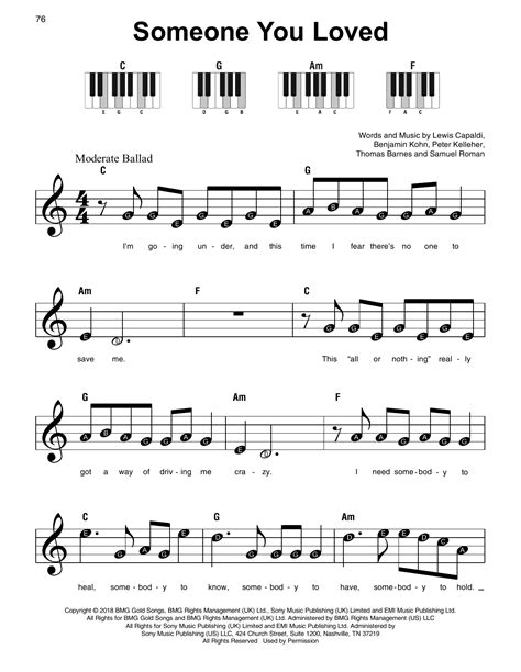 Lewis Capaldi - Someone You Loved sheet music
