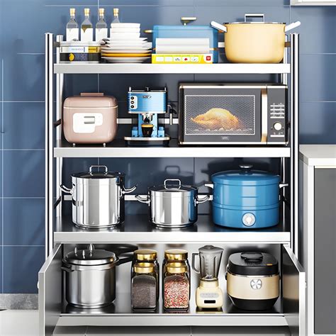 Industrial Stainless Steel Baker's Rack with Cabinets Silver Baker's ...