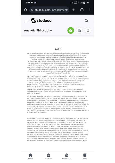 Ayer- notion of verifiability - B.A.(hons.) Philosophy - Studocu