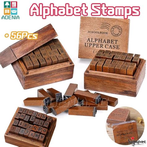 【SG】56PCS Alphabet Stamps Vintage Alphabet Letter Uppercase Lowercase ...