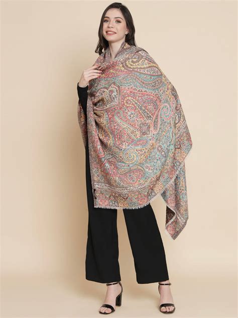 Pashtush Womens,Extra Fine wool, Paisley Antique Jamawar Woven, Ivory ...