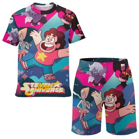 Steven Universe Boys Short Sleeve T-Shirt And Mesh Shorts Outfit Set ...