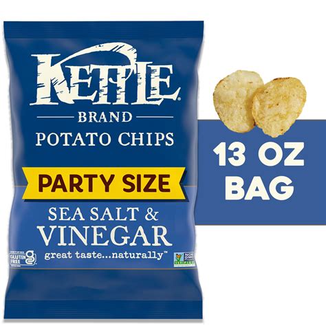 Kettle Brand Potato Chips, Sea Salt & Vinegar Kettle Chips, Party Size ...