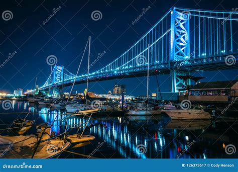 Ben Franklin Bridge Philadelphia Pennsylvania at Night Editorial ...