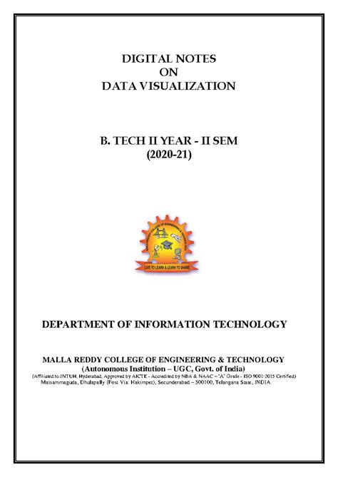 DATA Visualization Study Notes (R18A0555) - B.Tech II Year - Studocu