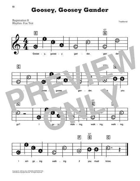 Goosey, Goosey Gander by Traditional Sheet Music for E-Z Play Today at ...