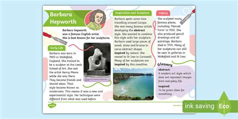KS1 Barbara Hepworth Fact File (teacher made) - Twinkl